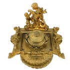 Antique French France 19 Century Gilded Bronze Figural Inkwell Ink Desk Stand