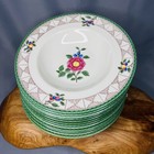 Rare Vintage C352 Lenox 12 Soup Rim Plates Pink Green Stamp 1928 Early 20th C 8   