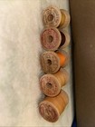 Vintage Antique Wooden Thread Spools Brown Tan Orange Belding Corticelli 