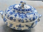 Large 19th Century Meissen Blue Onion Oval Tureen Deep Blue Color