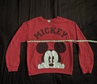 Disney Vintage Mickey Mouse    peek-a-boo    Long Sleeve Sweatshirt   Red