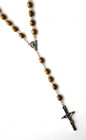 X-long Brown Wood Oval Beads Rosary With Papal Crucifix