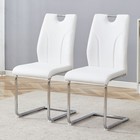 Dining Chairs Set Of 2 Pu Upholstered Kitchen W  Silver Bow-shaped Metal Legs