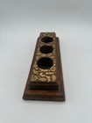 Vintage El Milagro Del Arte Wood Triple Candle Holder Mexican Folk Art 11 