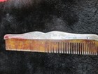 Vtg Silver Plated  Faux Tortoise Shell Hair Comb  Accent Art Deco Style