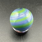 Contemporary Handmade Art Glass Marble  75  Blue Purple Green Layered Swirl Mib