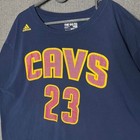 Adidas Tshirt Men s 2x Blue Nba Cavaliers  23 James Basketball Classic Sports 