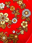Vintage Art Metal Tray Floral Mcm Retro Red Yellow Orange 60s 70s Grandma Chic