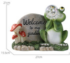 Welcome Sign Adorable Resin Frog Statue Froggy Fairy Garden Accessories Indoor 