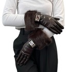 Fendi Vintage Ff Logo Gloves  l Fur Fashion Accessory Brown Silver Leather