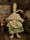 Primitive Doll Fabric Angel Bunny Folk Art Rabbit Tea Stained Handmade 20 