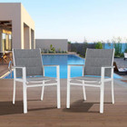 Villa Outdoor Patio Alu  Anti-rusty Dining Chair With White Frame  Gray Paded Te