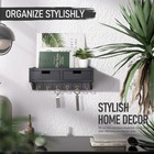 Key Holder Wall Mount 2 Drawer Organizer 6 Hooks Small Shelf Black Modern