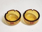 2 Vintage Miller High Life Beer  Amber Glass Ashtray Advertising  pair 