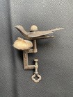 Antique Victorian Metal Sewing Bird Clamp With Large Pin Cushion