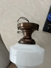 Antique Light Fixture Arts Crafts Flush Mount Original Wired Vintage Milk Glass