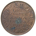 India  British  1 4 Anna  1940  King George Vi  Uncirculated 