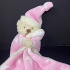 Mothercare Pink Bedtime Bear Baby Lovey Security Blanket White Stars Rattle
