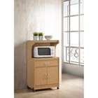 Microwave Kitchen Cart W  Storage Drawer Enclosed Cabinet Rolling Wheels Utility