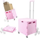 Honshine Foldable Cart With Stair Climbing Wheels  Collapsible Rolling -  Pink