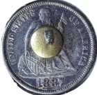 Vintage - 1887 Liberty Seated  900 Silver Dime Love Token - R E F - Lt 856