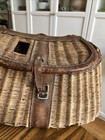 Antique Fishing Creel Wicker Leather Ruler Cabin Trout Decor