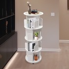 4 Tier White 360   Revolving Bookcase Round Display Book Shelf Rotating Bookshelf
