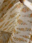 Vintage Handmade Womens Apron Dress Large Beige Floral Semi Sheer Boho Mod 70s