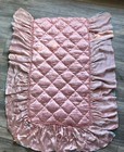 Vtg Italian Baby Quilted Satin Wool Blanket Reversible Heirloom 60   s Embroidered