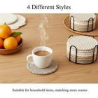 Drink Coasters Set Of 8 With Holder     Cotton Woven Absorbent Coasters  4 C