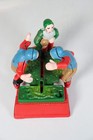 Vtg Cast Iron Mechanical Football Bank Coin Bank Working Red Green Players  g4 