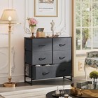 Wlive Fabric Dresser For Bedroom  6 Drawer Double 6 Drawer  A-dark Grey 