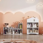 Wooden 6-cubby Kids Storage Bookcase Shelves Organizer W  Cushioned Reading Nook