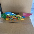 Mexican Folk Art Hand-painted Carved Wooden Fish Sculpture Figurine Signed