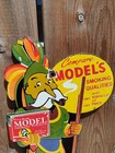 Vintage Model Smoking Tobacco Porcelain Enamel Metal Sign Size 12  X 5 