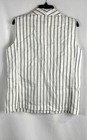 Brunello Cucinelli Women s White Blue Striped Linen Double Breasted Vest Sz 42