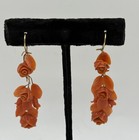 Yellow Gold Coral Brooch And Earring Set