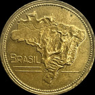 1943 Brazil 1 Cruzeiro Coin Km 558 Lot C4-419 Brasil Map