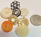 Mixed Lot Of 8 Buttons Vintage Rhinestone  Beaded   Resin Collectibles