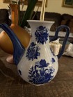 Rare 3 Pc Cracker Barrel Country Store Blue White Floral Porcelain