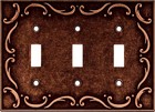 Triple Switch Plate Triple Toggle Wall Plate French Lace Copper 