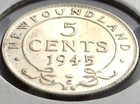 1945c Newfoundland Canada Five 5 Cent Small George Vi Whizzed Coin K983