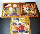 Antique vintage  Tapestry - Middle Eastern Theme - Lot Of 3  Small  9 x9 