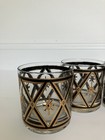 Set Of 4 Vintage Mid Century Culver Black   Gold Low Ball Glasses Mcm 