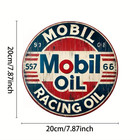 2d Flat  mobil Racing Oil  Vintage Round Metal Tin Sign - Retro Automotive Gas