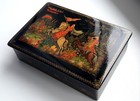 Palekh 1950 s Russian Lacquer Box Vintage Handmade Papier-mache Mstera Present
