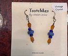 3 Pairs Vintage Boho Artisan Sterling Semiprecious Earrings Czech Crystal