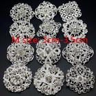 Lot 24 Pc Mixed Alloy Sliver Rhinestone Crystal Brooch Diy Wedding Bouquet