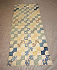 Vtg Hand Pieced Quilt Feed Sack Cutter Bow Tie 74 x33  Craft Repurpose