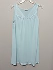 Vassarette Vintage Nightgown Slip L Blue Nylon Usa Lace Trim Sleeveless